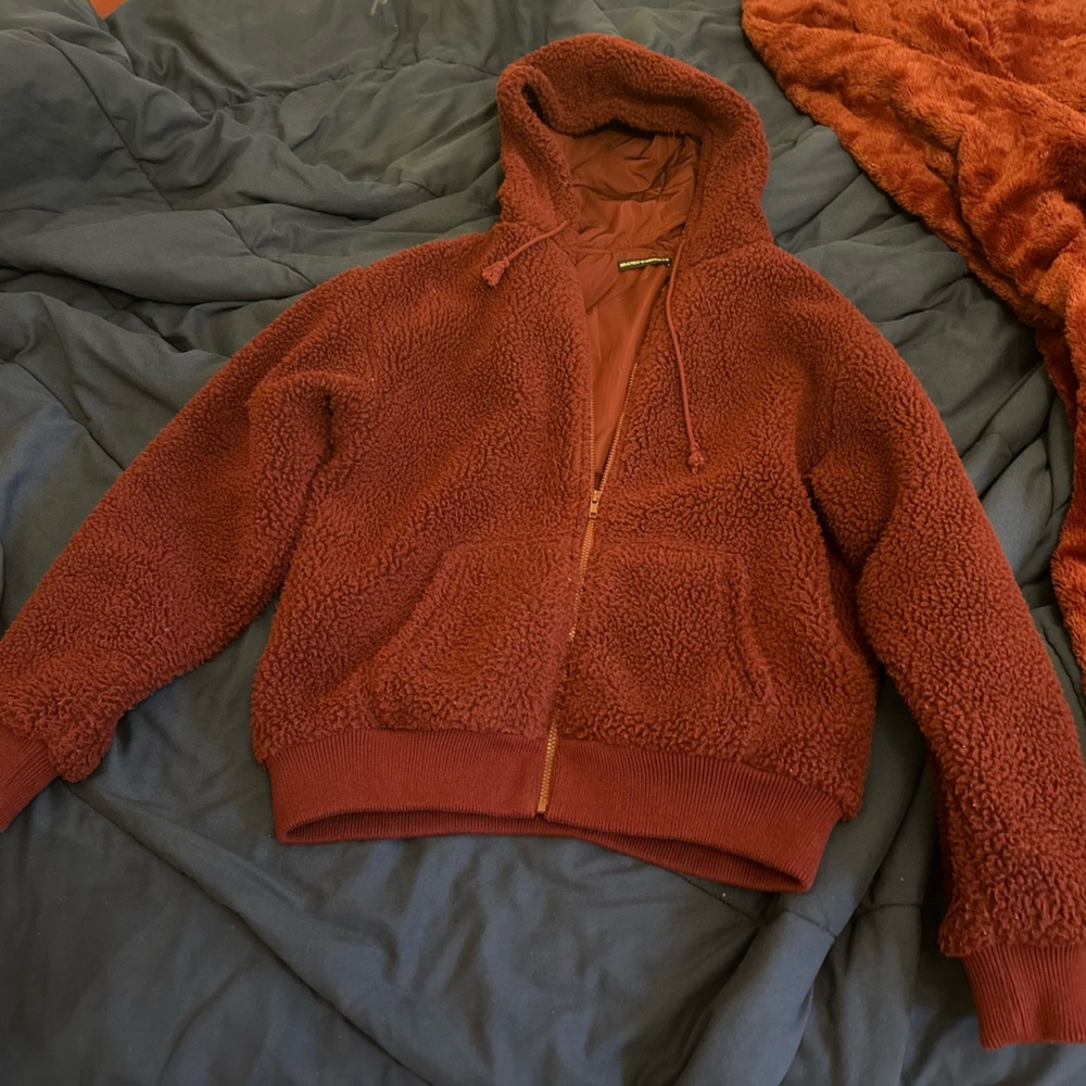 Brandy Melville plum/red sherpa jacket/hoodie